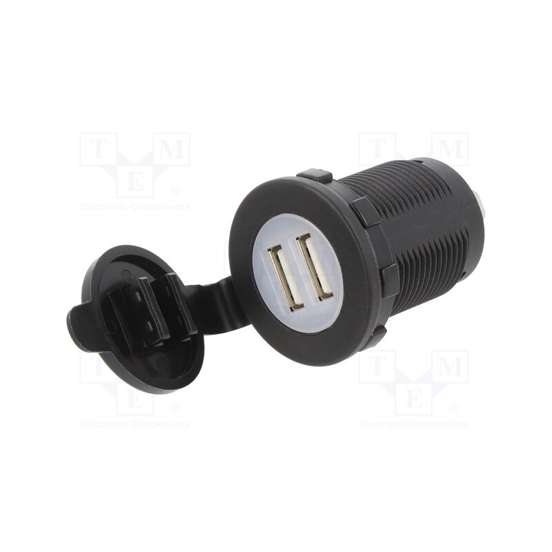 1 pcs x SCI - A13-194B2-BB3 - USB power supply, USB A socket x2, Sup.volt: 12÷24VDC, 5V/2.4A