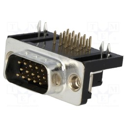 1 pcs x ADAM TECH - HDL15-PL-B - D-Sub HD, PIN: 15, socket, male, angled 90°, THT, UNC 4-40