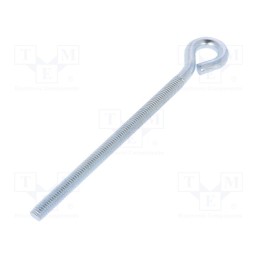 10 pcs x DROMET - HO.6120 - Hook, ring, steel, zinc, Thread len: 91mm, Overall len: 120mm