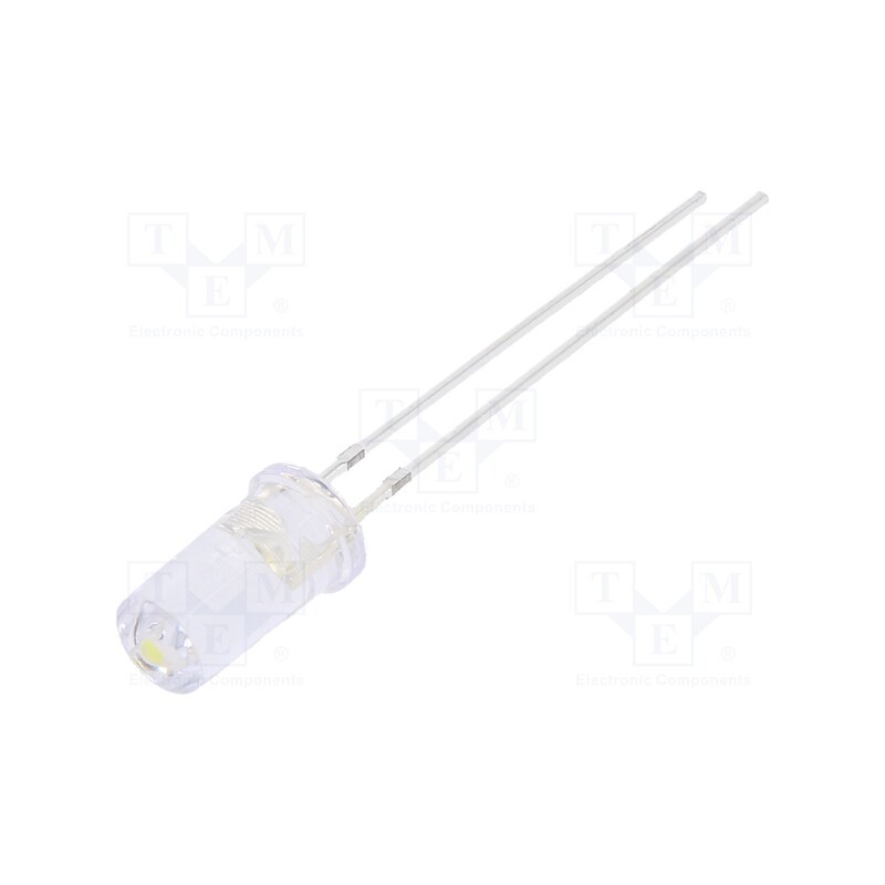 1 pcs x OPTOSUPPLY - OSW5DK5TA1A - LED, 5mm, white cold, 1120÷1560mcd, 100°, Front: flat, 2.7÷3.4V