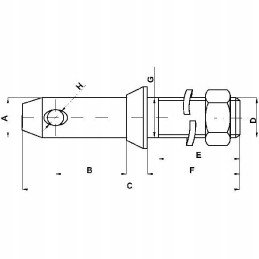 Lower link pin 28x150 mm thread M22x40 mm