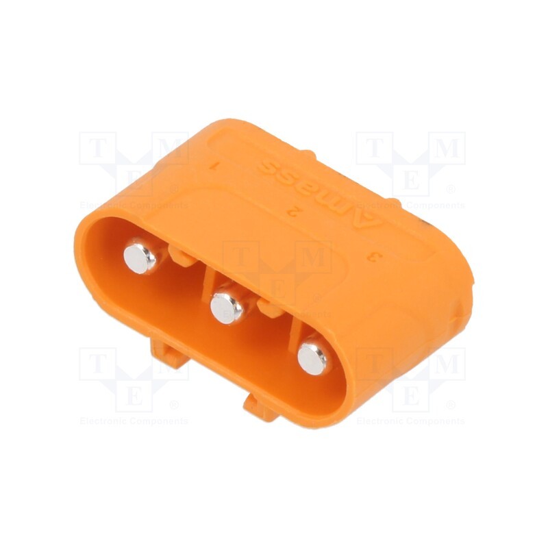 1 pcs x AMASS - LCC30PB-M - Socket, DC supply, LC, male, PIN: 3, on PCBs, THT, orange, 20A, 1kV