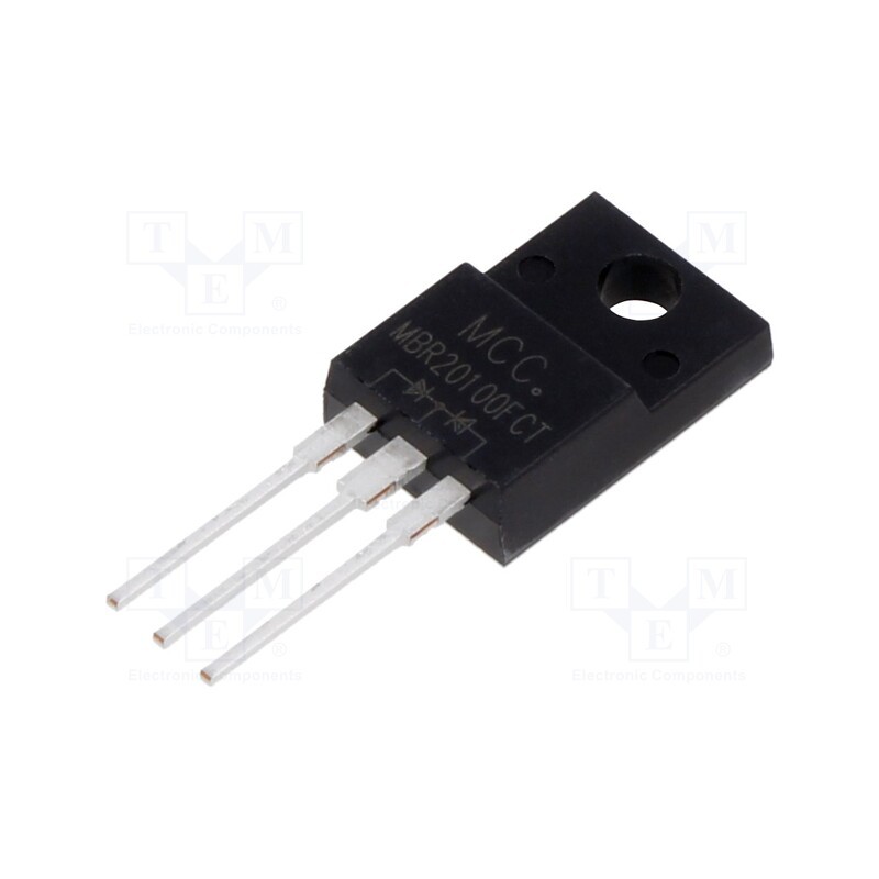 1 pcs x MICRO COMMERCIAL COMPONENTS - MBR20100FCT-BP - Diode: Schottky rectifying, THT, 100V, 10Ax2, ITO220AB,