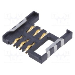 1 pcs x ATTEND - 115C-AC00-R - Connector: for cards, SIM, without ejector, SMT, gold flash, PIN: 6