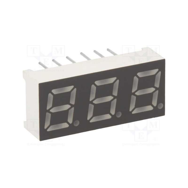 1 pcs x LUCKYLIGHT - KW3-281AVA - Display: LED, 7-segment, 7mm, 0.28', No.char: 3, red, 35÷70mcd, anode