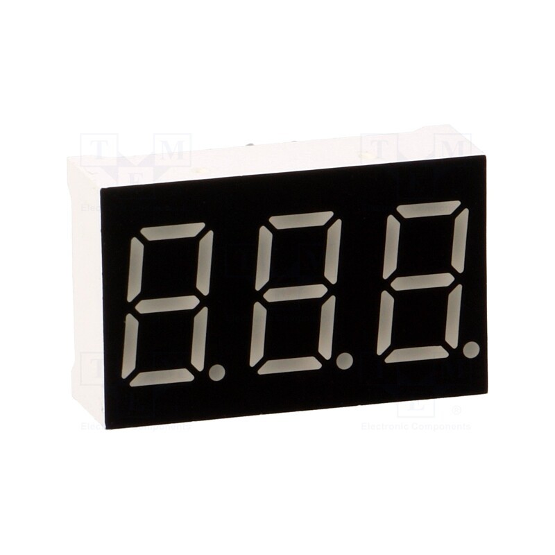 1 pcs x WENRUN - LTD036AUE-101C-03 - Display: LED, 7-segment, 9.14mm, 0.36', No.char: 3, red, 6.5mcd