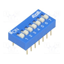 1 pcs x ECE - EDG107S - Switch: DIP-SWITCH, Poles number: 7, ON-OFF, 0.025A/24VDC, Pos: 2