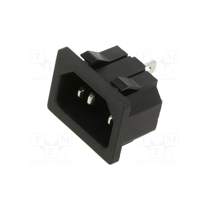 1 pcs x SCHURTER - 4300.0704 - Connector: AC supply, socket, male, 10A, 250VAC, IEC 60320, C14 (E)