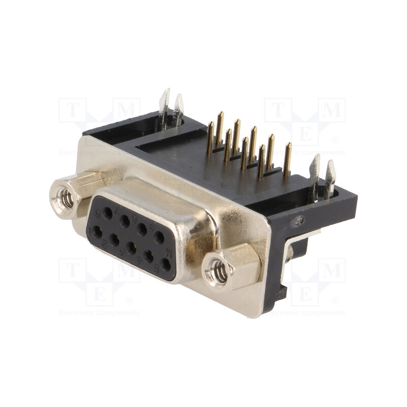 1 pcs x CONNFLY - DS1037-01-09FNAKSI74 - D-Sub, PIN: 9, socket, female, angled 90°, THT, UNC 4-40, -55÷105°C