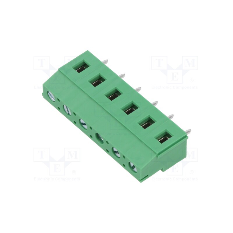1 pcs x ADAM TECH - EB147A-06-M - PCB terminal block, Contacts ph: 7.5mm, ways: 6, angled 90°, green
