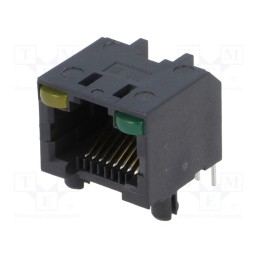 1 pcs x Amphenol Communications Solutions - RJHSE-5081 - Socket, RJ45, PIN: 8, Cat: 5, unshielded,with LED, Layout: 8p8c, THT