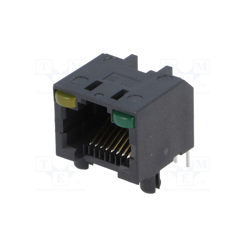 1 pcs x Amphenol Communications Solutions - RJHSE-5081 - Socket, RJ45, PIN: 8, Cat: 5, unshielded,with LED, Layout: 8p8c, THT