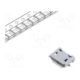 1 pcs x HIROSE - ZX62-B-5PA(33) - Socket, USB B micro, ZX, on PCBs, SMT, PIN: 5, horizontal, USB 2.0
