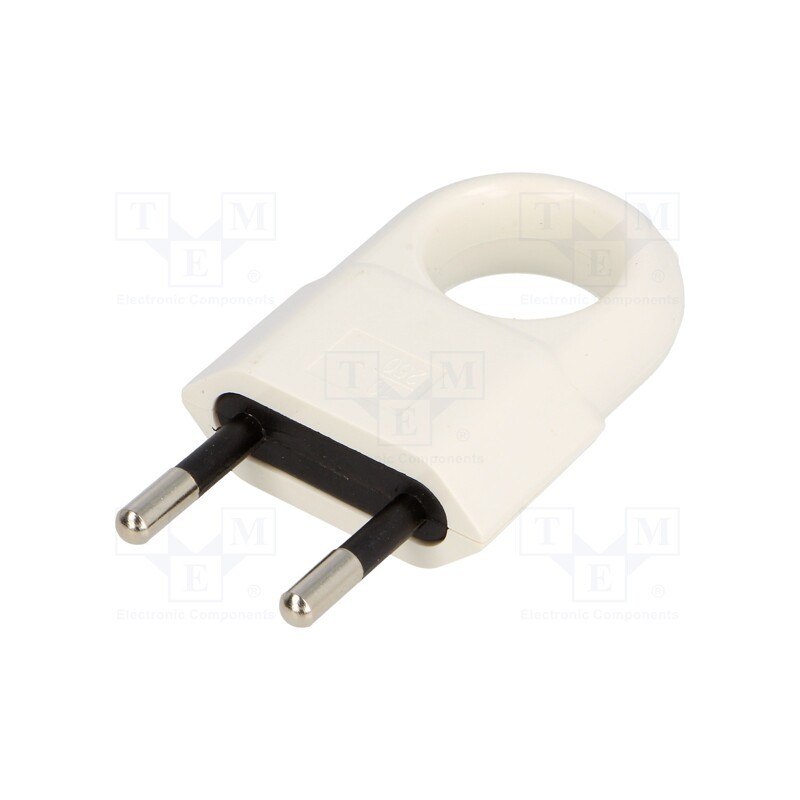 1 pcs x PAWBOL - PD.3104 - Connector: AC supply, male, plug, 2P, 250VAC, 10A, Type: flat, white