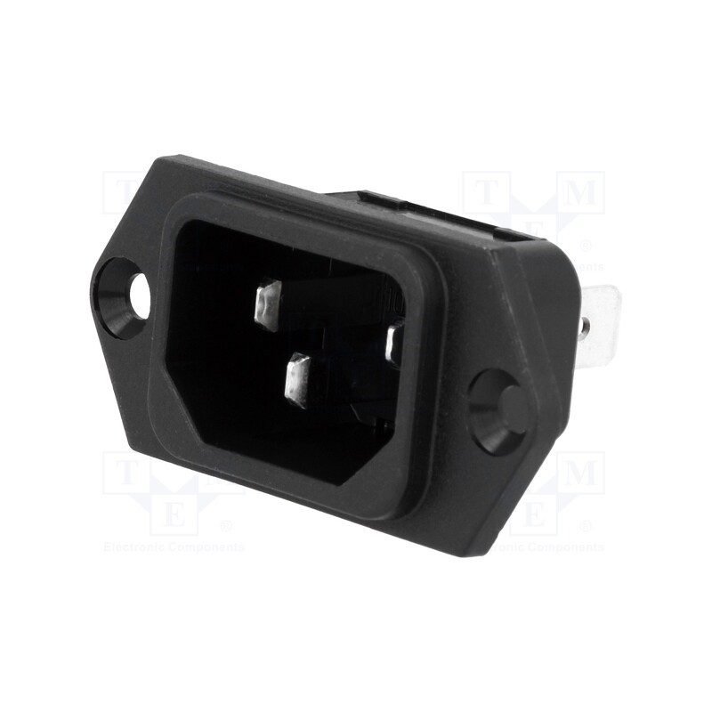 1 pcs x SCHURTER - 6100.33 - Connector: AC supply, socket, male, 10A, 250VAC, IEC 60320, C14 (E)