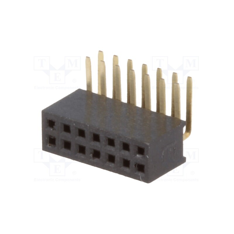 1 pcs x CONNFLY - DS1065-14-2*7S8BR - Socket, pin strips, female, PIN: 14, angled 90°, 1.27mm, THT, 2x7
