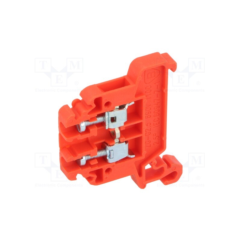 1 pcs x POKu00d3J - A11-8107 - Splice terminal: rail, 0.5÷2.5mm2, ways: 1, terminals: 2, red, TS35