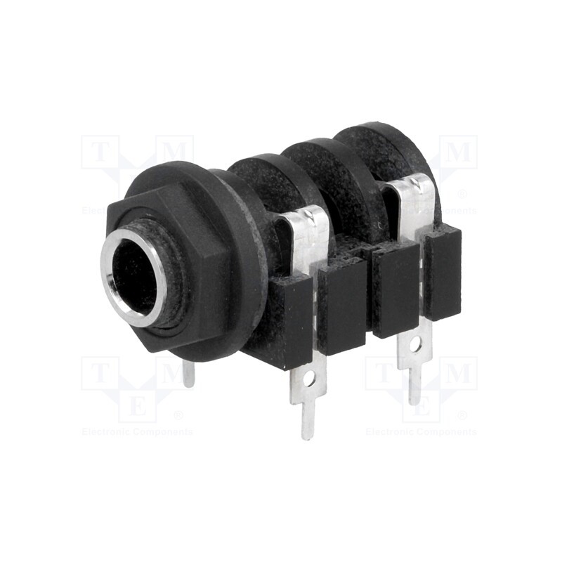 1 pcs x AMPHENOL - ACJM-PC - Socket, Jack 6,3mm, female, mono, ways: 2, angled 90°, soldering