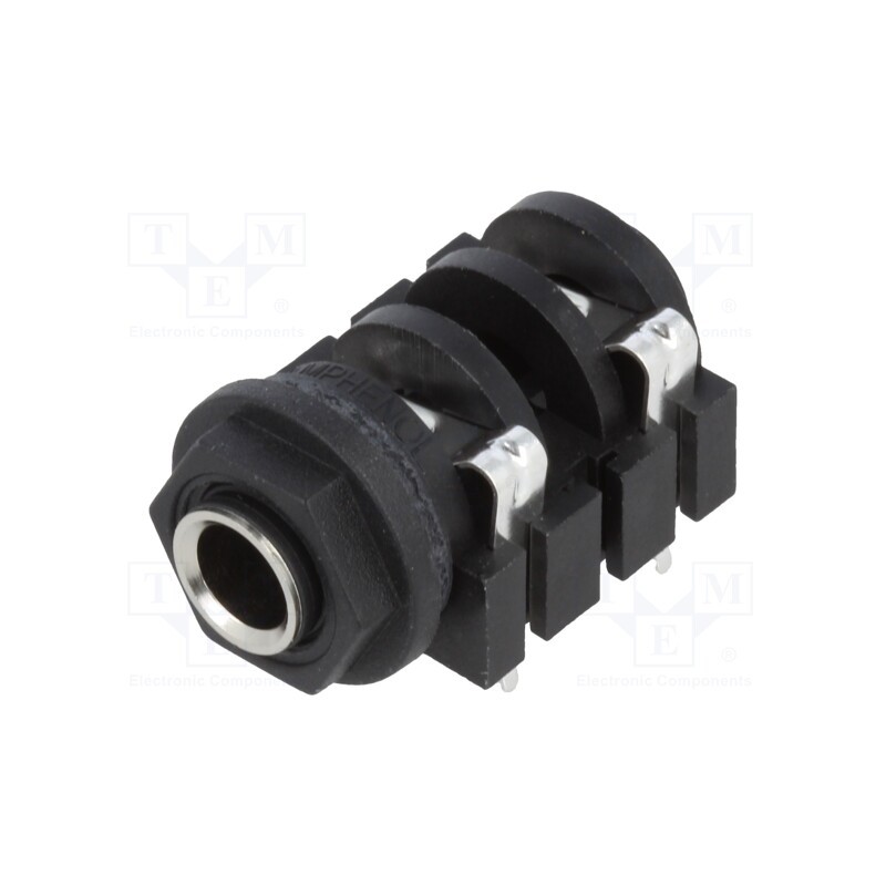1 pcs x AMPHENOL - ACJM-PHR - Socket, Jack 6,3mm, female, mono, ways: 2, angled 90°, THT, tinned