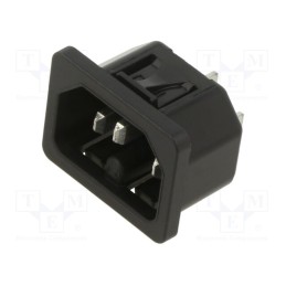 1 pcs x SCHURTER - 6110.411 - Connector: AC supply, socket, male, 10A, 250VAC, IEC 60320, C16