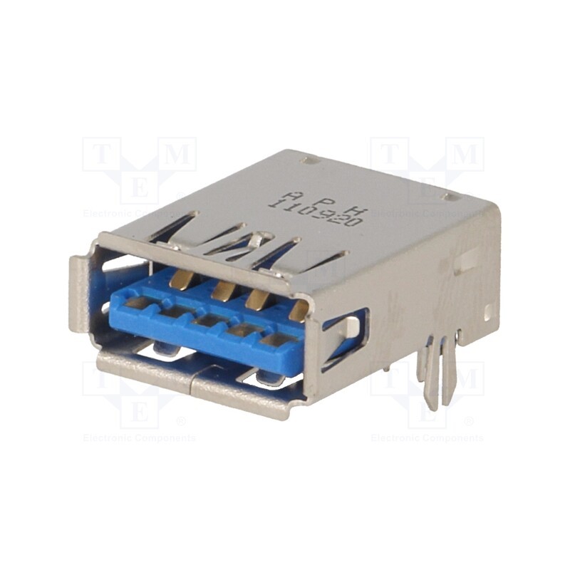 1 pcs x Amphenol Communications Solutions - GSB311A31CEU - Socket, USB A, on PCBs,PCB snap, THT, angled 90°, inverse, USB 3.0
