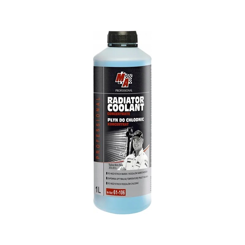 Blue radiator fluid concentrate has profesio