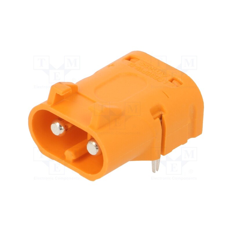 1 pcs x AMASS - LCB30PW-M - Socket, DC supply, LC, male, PIN: 2, on PCBs, THT, orange, 20A, 1kV