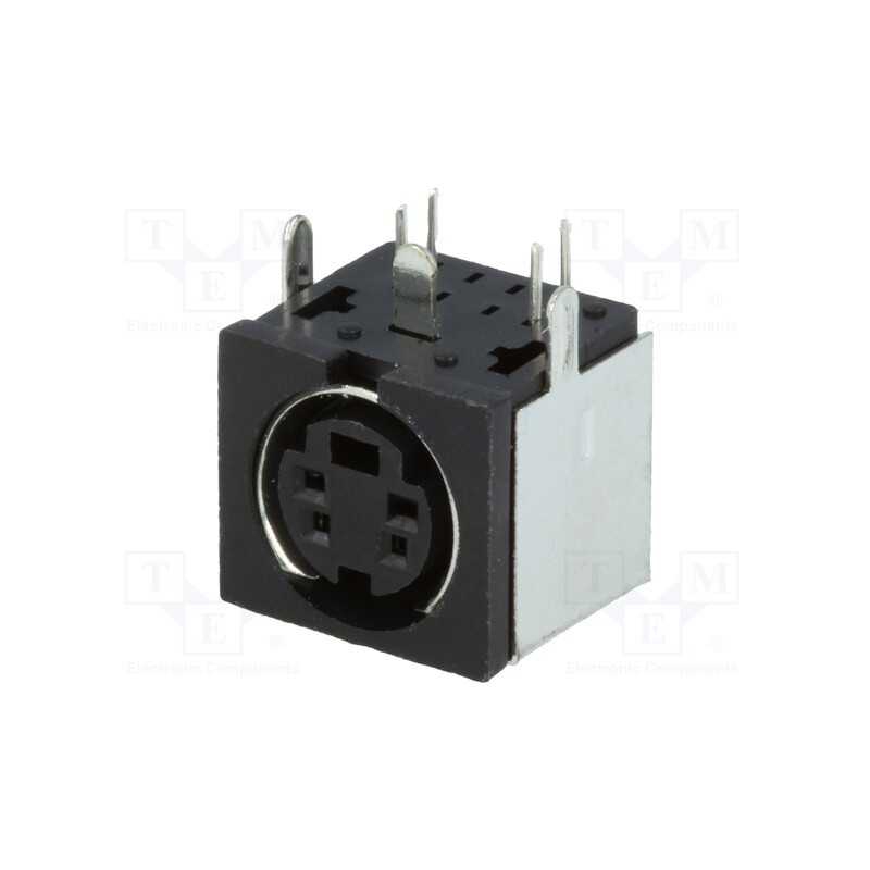 1 pcs x LUMBERG - TM 0508 A/4 - Socket, DIN mini, female, PIN: 4, shielded, THT, on PCBs, angled 90°