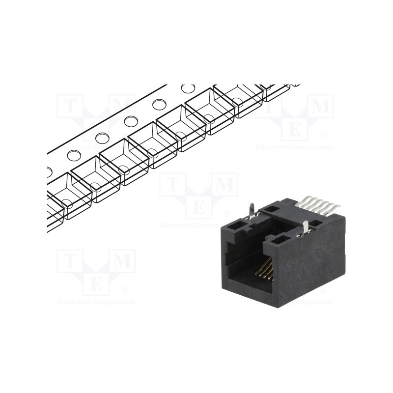 1 pcs x ENCITECH - RJJU-66-141-E3H-004 - Socket, RJ12, PIN: 6, Cat: 5, Layout: 6p6c, SMT, horizontal