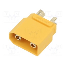 1 pcs x AMASS - XT90HW-M - Socket, DC supply, XT90, male, PIN: 2, on PCBs, THT, yellow, 40A, 500V