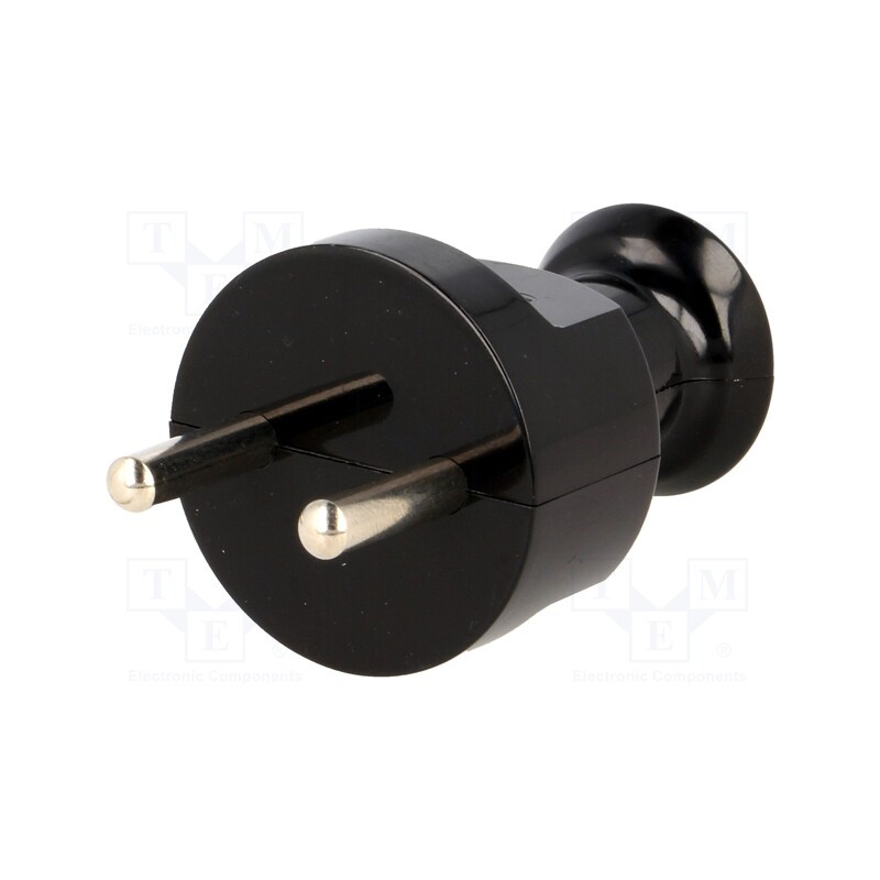 1 pcs x PLASTROL - W-10124 - Connector: AC supply, male, plug, 2P, 230VAC, 16A, Type: round, black