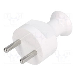1 pcs x PLASTROL - W-10122 - Connector: AC supply, male, plug, 2P, 230VAC, 16A, Type: round, white