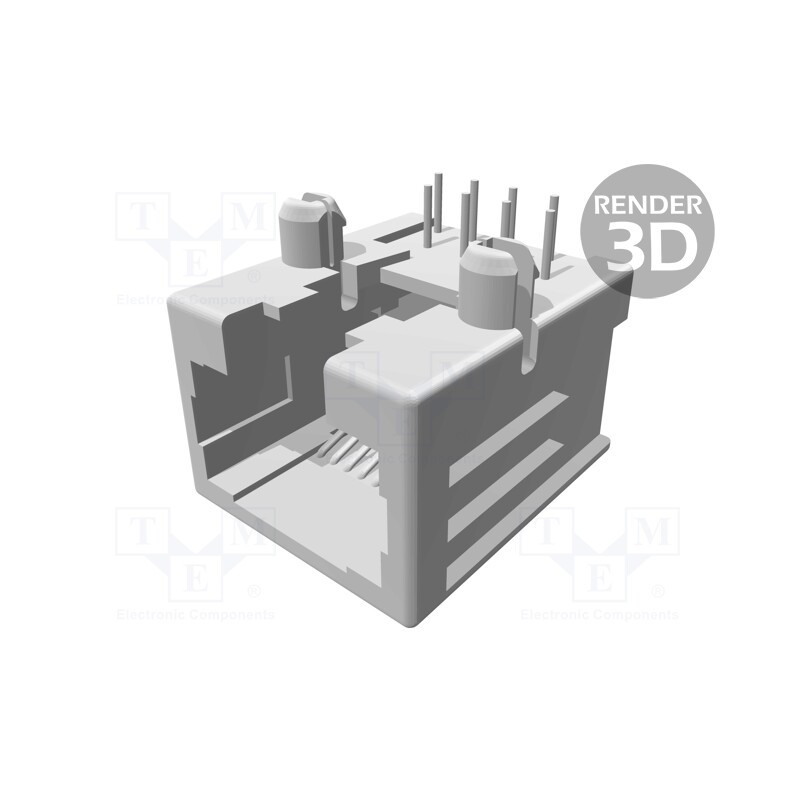 1 pcs x TE Connectivity - 1-1705951-1 - Socket, RJ45, PIN: 8, Layout: 8p8c, Locking: bottom latch, on PCBs
