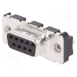 1 pcs x Amphenol Communications Solutions - LD09S24A4GX00LF - D-Sub, PIN: 9, socket, female, on PCBs,PCB snap, straight, THT, 5A