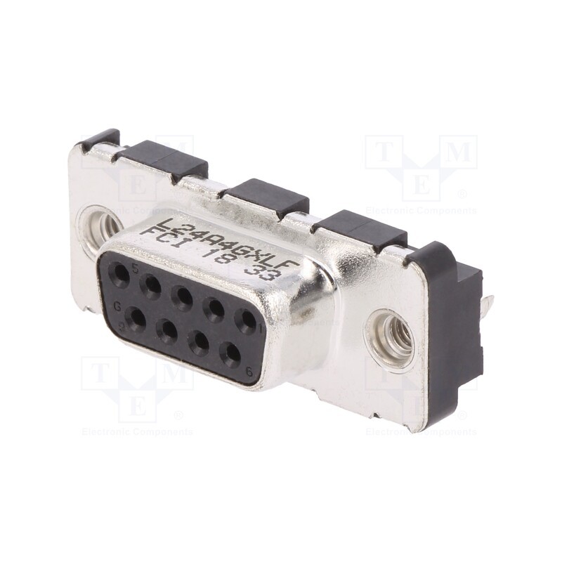 1 pcs x Amphenol Communications Solutions - LD09S24A4GX00LF - D-Sub, PIN: 9, socket, female, on PCBs,PCB snap, straight, THT, 5A