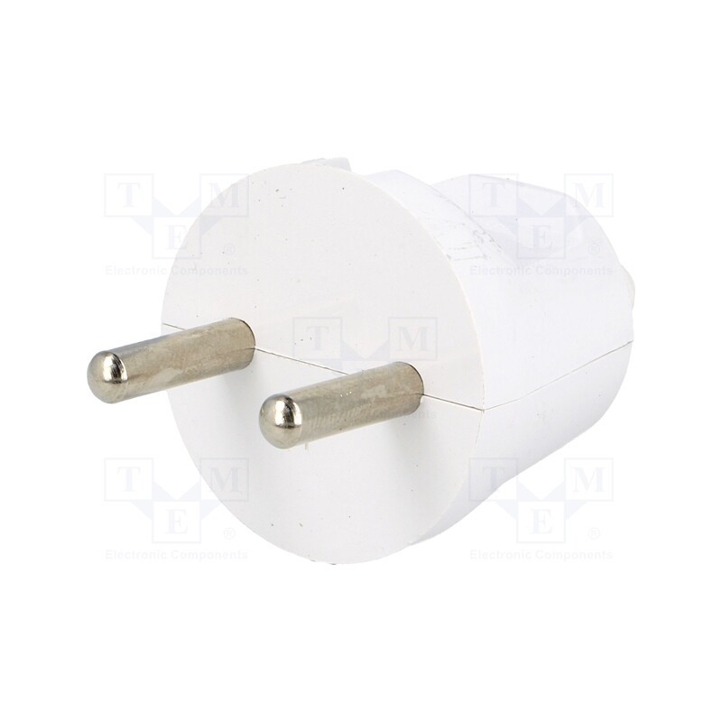 1 pcs x PLASTROL - W-10106 - Connector: AC supply, male, plug, 2P, 230VAC, 16A, Type: round, white