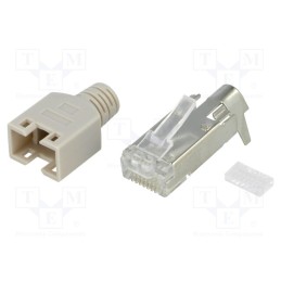 1 pcs x CONNFLY - DS1123-13-P88TA-TME-006 - Plug, RJ45, PIN: 8, shielded,with strain relief, gold flash, grey