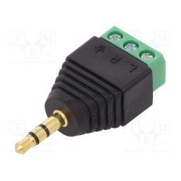 1 pcs x - JACK3.5S-M-TB - Adapter, Jack 3.5mm 3pin plug,terminal block, stereo, PIN: 3