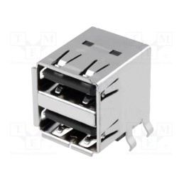 1 pcs x JST - UBA-4RS-D14T-4D (LF)(SN) - Socket, USB A, on PCBs, THT, PIN: 4, angled 90°, double, USB 2.0