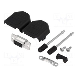 1 pcs x ENCITECH - DPPK09-BK-DBS-K - D-Sub, PIN: 9, plug, female, soldering, for cable, Kit: complete set