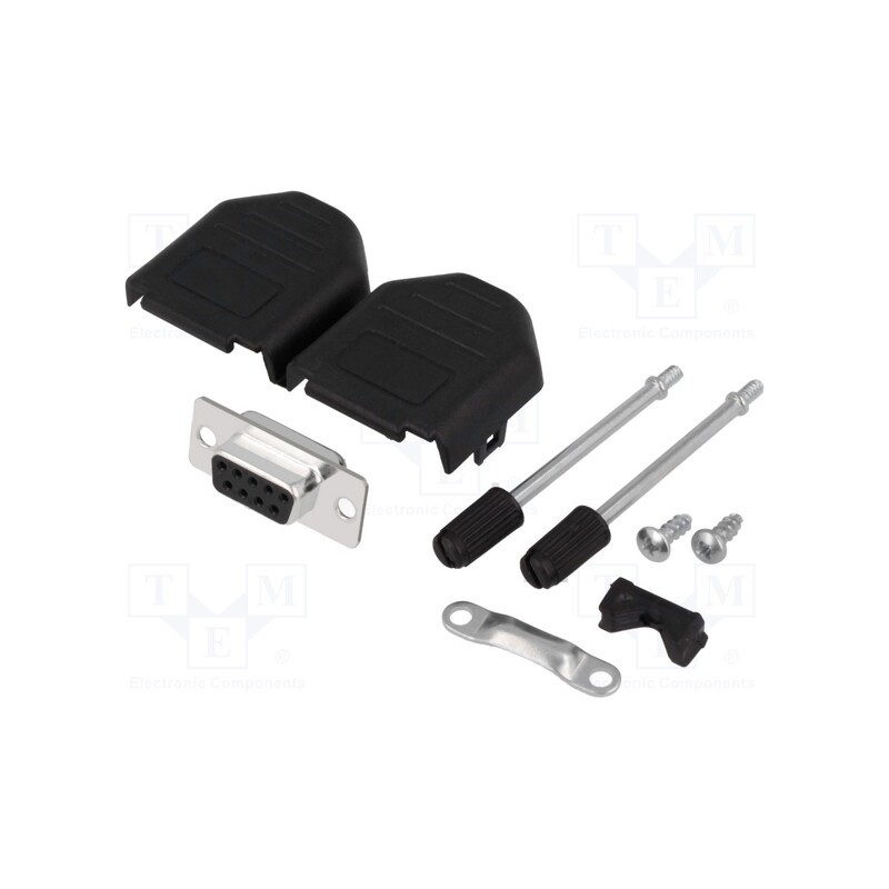 1 pcs x ENCITECH - DPPK09-BK-DBS-K - D-Sub, PIN: 9, plug, female, soldering, for cable, Kit: complete set