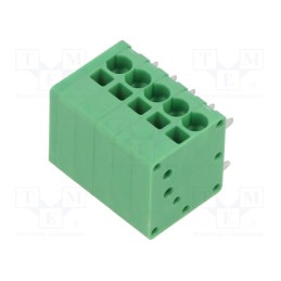 1 pcs x ADAM TECH - EB163A-05-A - PCB terminal block, Contacts ph: 3.5mm, ways: 5, angled 90°, green