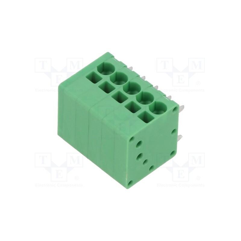 1 pcs x ADAM TECH - EB163A-05-A - PCB terminal block, Contacts ph: 3.5mm, ways: 5, angled 90°, green