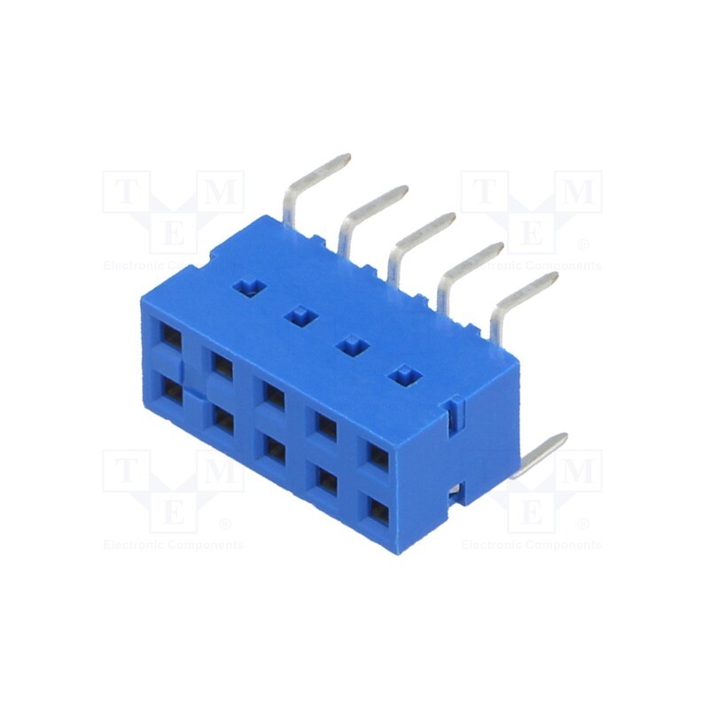 1 pcs x Amphenol Communications Solutions - 71991-805LF - Socket, PCB to PCB, female, Dubox®, 2.54mm, PIN: 10, THT, 2A, blue