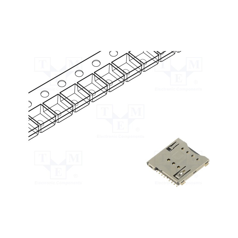 1 pcs x Global Connector Technology (GCT) - SIM7100-8-1-15-00-A - Connector: for cards, Micro SIM, push-push, SMT, gold flash, P