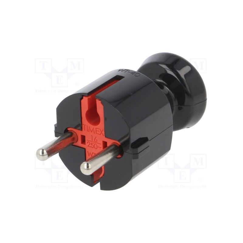 1 pcs x TIMEX-ELEKTRO - WT-40 K2 CZ - Connector: AC supply, male, plug, 2P, 250VAC, 16A, black, for cable