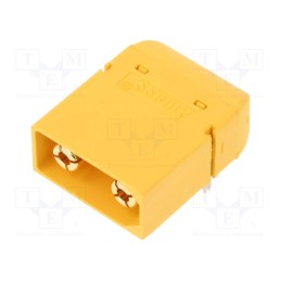 1 pcs x AMASS - XT90PW-M - Socket, DC supply, XT90, male, PIN: 2, on PCBs, THT, yellow, 40A, 500V