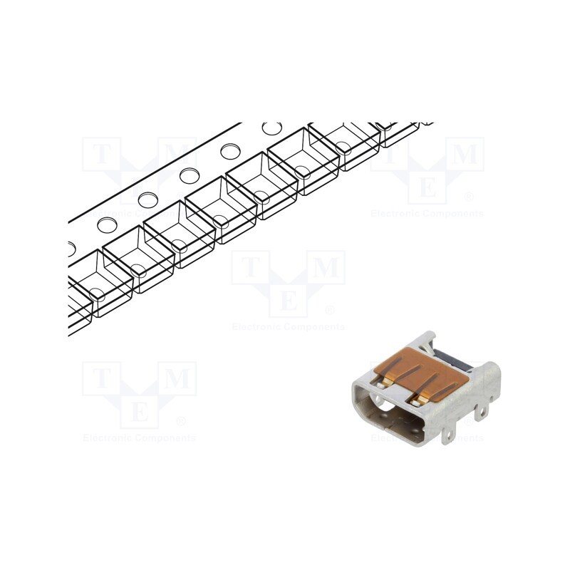 1 pcs x Amphenol Communications Solutions - 10118242-001RLF - Connector: HDMI, socket, PIN: 19, selectively gold plated, SMT