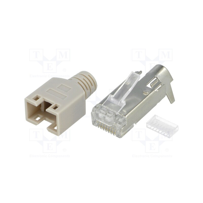 1 pcs x CONNFLY - DS1123-13-P850TA-TME-006 - Plug, RJ45, PIN: 8, shielded,with strain relief, gold-plated, grey