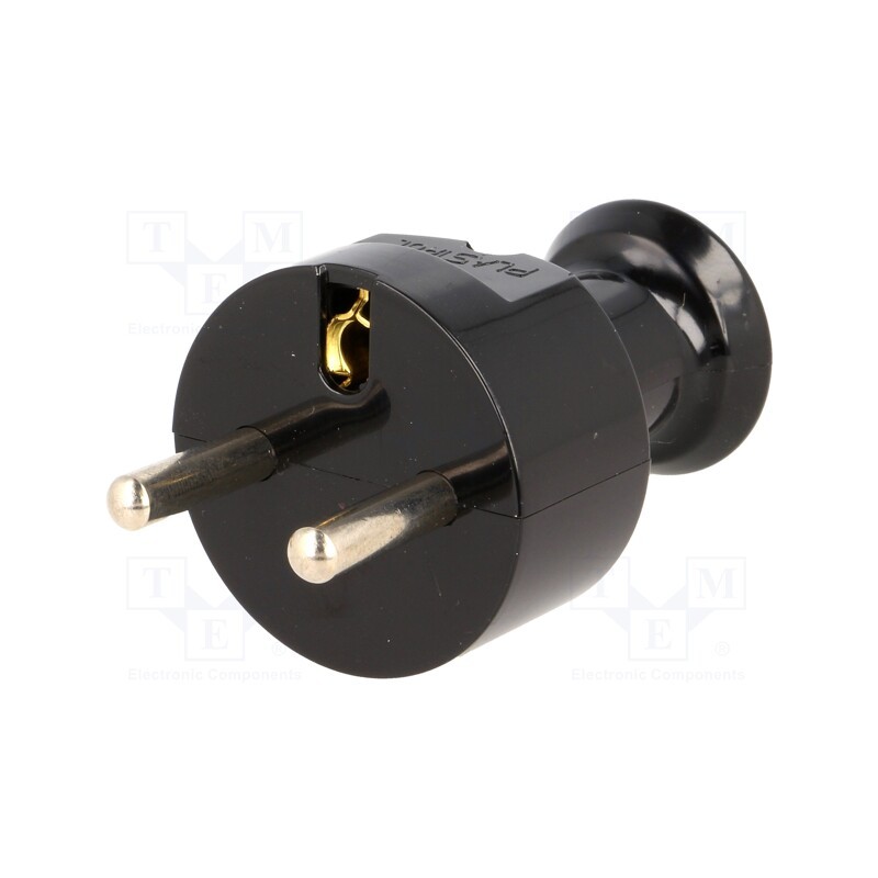 1 pcs x PLASTROL - W-10127 - Connector: AC supply, male, plug, 2P+PE, 230VAC, 16A, black, PIN: 3